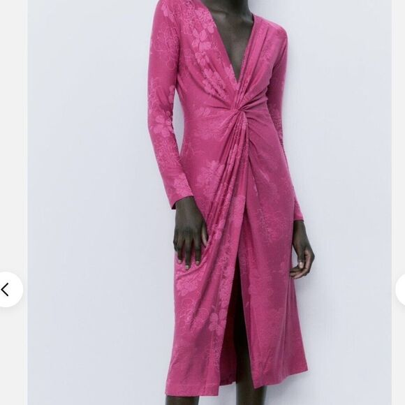 NWT Zara Shoulder Pad Jacquard Dress Small - Picture 1 of 15
